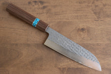  Yu Kurosaki Senko R2/SG2 Hammered Santoku Japanese Knife 165mm with Turquoise & Walnut Handle with Signed Box - Seisuke Knife