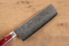Seisuke VG10 33 Layer Mirrored Finish Damascus Nakiri  165mm Red Pakka wood Handle - Seisuke Knife