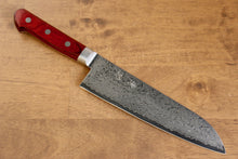  Seisuke VG10 33 Layer Mirrored Finish Damascus Santoku 180mm Red Pakka wood Handle - Seisuke Knife