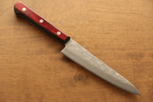  Seisuke Silver Steel No.3 Nashiji Petty-Utility Japanese Knife 135mm with Red Pakkawood Handle - Seisuke Knife