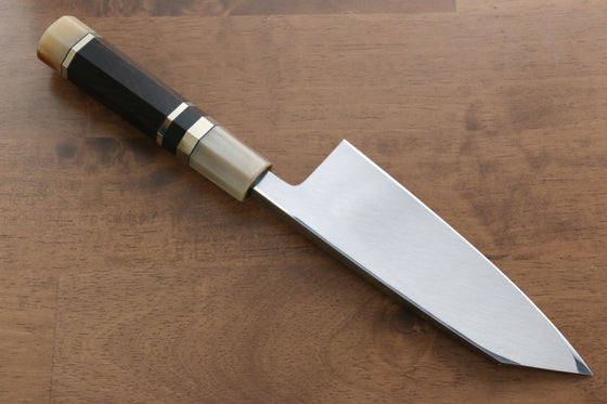 Jikko Shiko White Steel Kiritsuke Deba 150mm Ebony with Double Ring Handle - Seisuke Knife