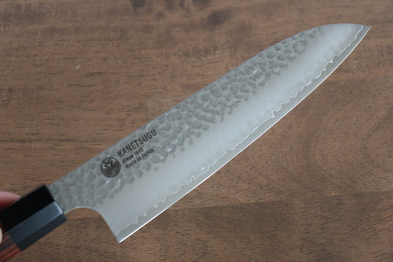 Seki Kanetsugu VG10 Hammered Santoku 170mm with Heptagonal Pakkawood Handle - Seisuke Knife