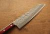 Seisuke Silver Steel No.3 Nashiji Santoku 180mm with Red Pakkawood Handle - Seisuke Knife