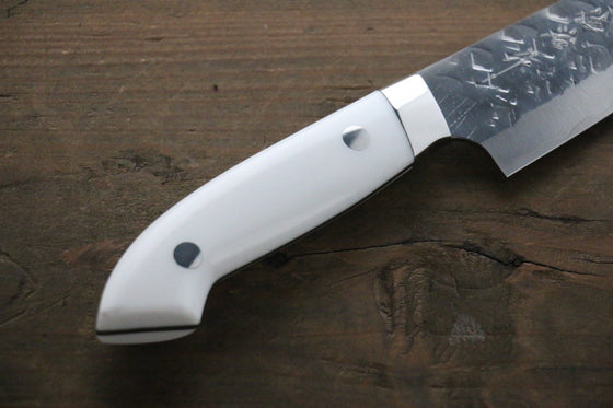 Takeshi Saji SRS13 Hammered Petty-Utility Japanese Knife 130mm White Stone Handle - Seisuke Knife