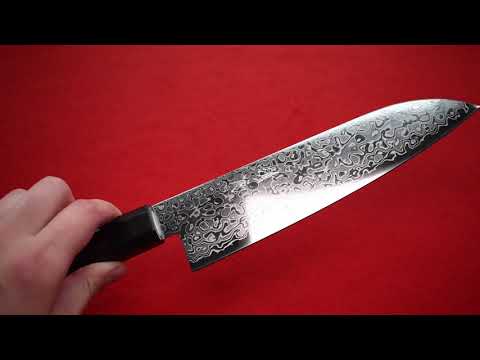 Seisuke AUS10 Damascus Santoku Japanese Knife 180mm with Shitan Handle