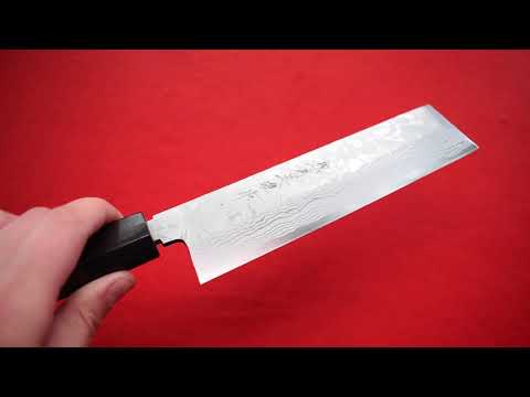 Hideo Kitaoka Blue Steel No.2 Damascus Kakugata Usuba Japanese Chef Knife 165mm