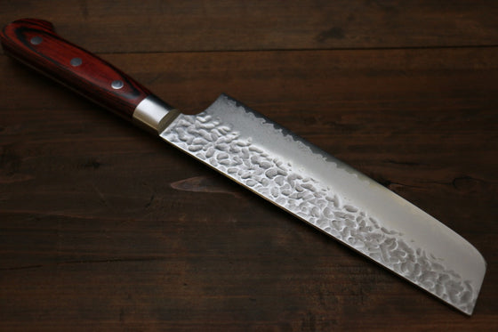 Sakai Takayuki VG10 33 Layer Damascus Nakiri 160mm Mahogany Pakka wood Handle - Seisuke Knife