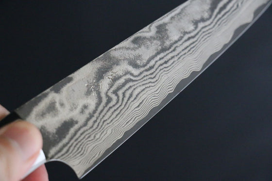 Takeshi Saji VG10 Black Finished Damascus Petty-Utility Japanese Knife 135mm Micarta Handle with Sheath - Seisuke Knife