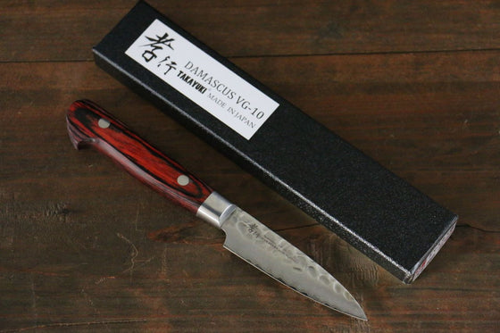 Sakai Takayuki VG10 33 Layer Damascus Petty-Utility  80mm Mahogany Pakka wood Handle - Seisuke Knife
