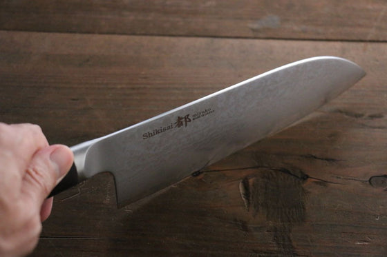 Miyako 33 Layer Damascus AUS-8a Japanese Santoku Knife 165mm - Seisuke Knife