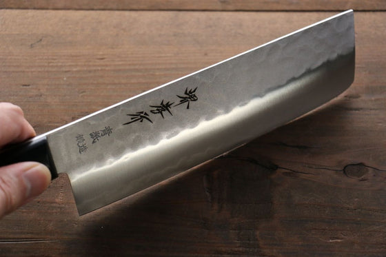 Sakai Takayuki 3 Layer Hammered Blue Steel Core Nakiri Japanese Chef Knife 165mm - Seisuke Knife