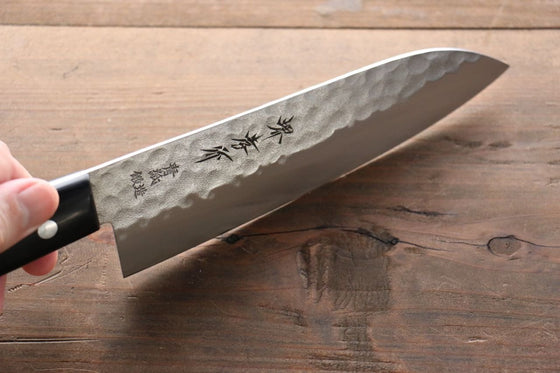 Sakai Takayuki 3 Layer Hammered Blue Steel Core Santoku Japanese Chef Knife 165mm - Seisuke Knife