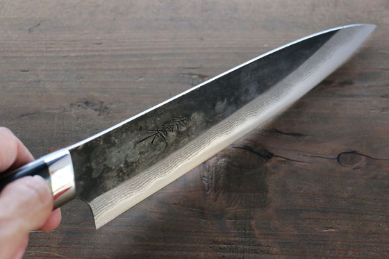 Takeshi Saji Nomura Style Blue Super Kurouchi Damascus Chef's Gyuto Knife 180mm with Micarta Handle - Seisuke Knife